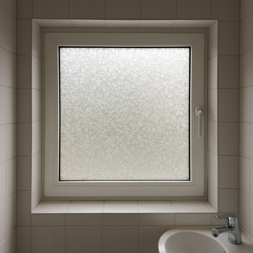 Bathroom window with privacy film