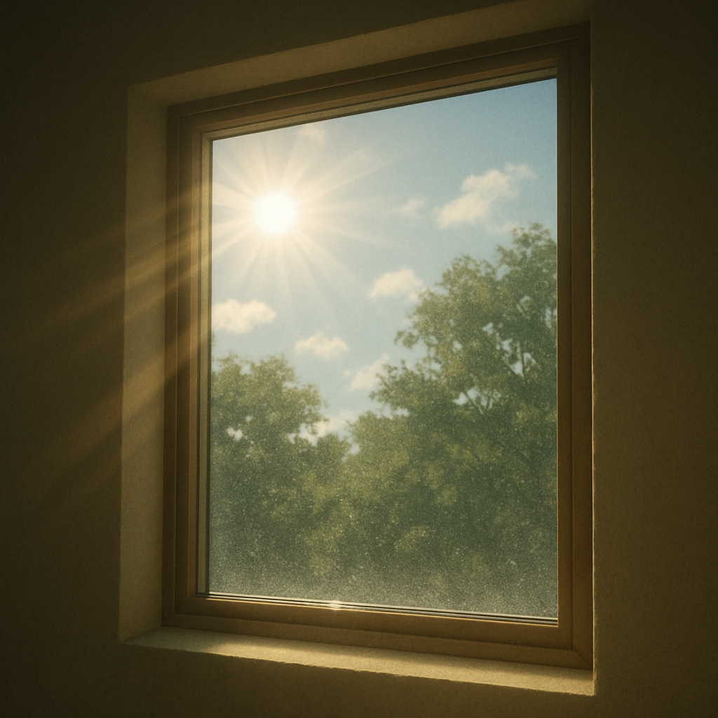 Sunlight filtering through window with UV film