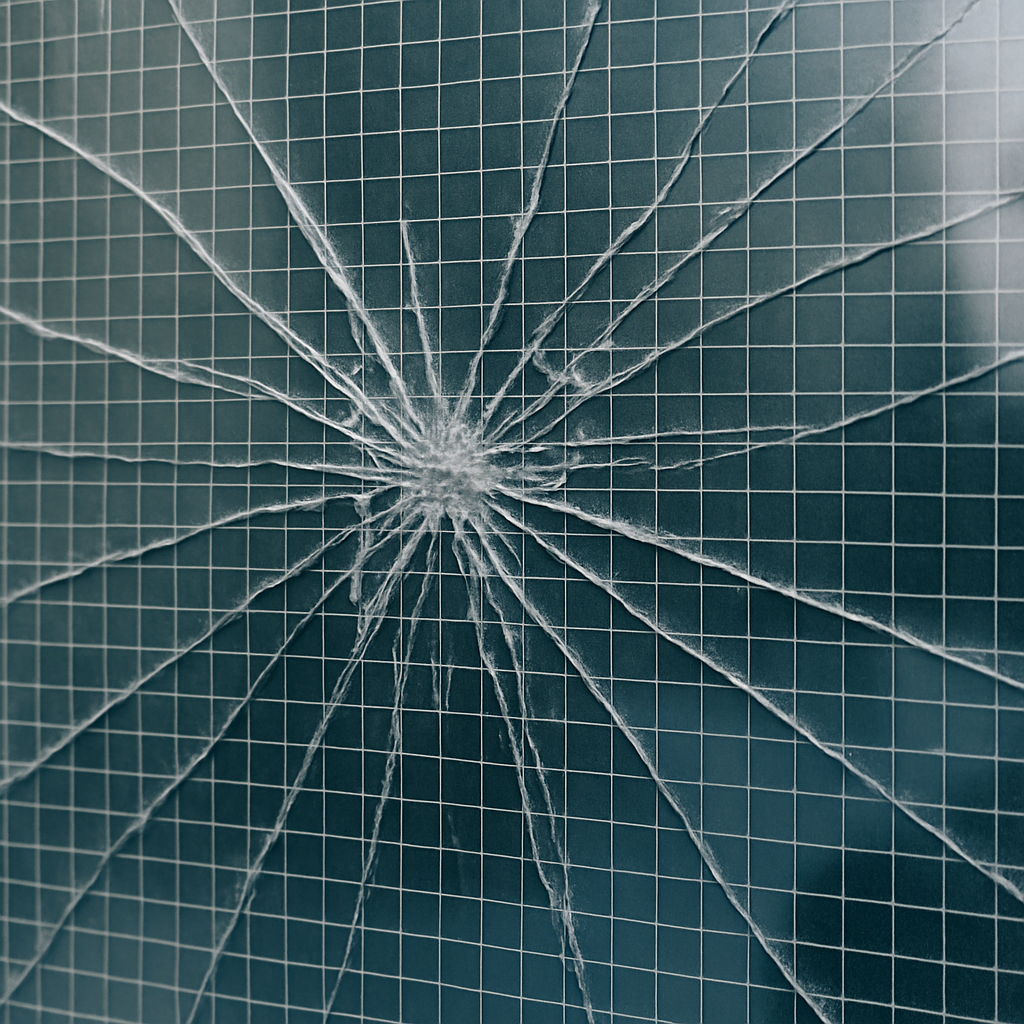 Close-up of security film on window