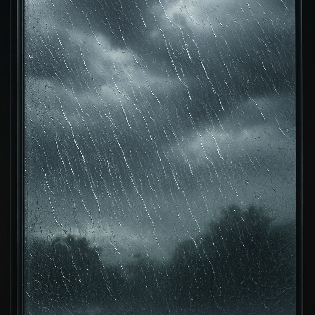 Storm hitting a window protected by safety film