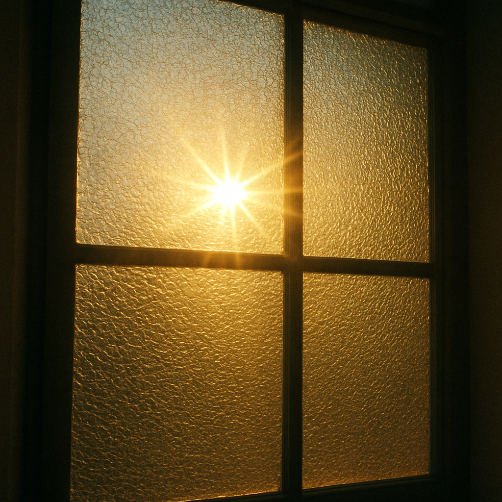 Sun shining through a window with window film