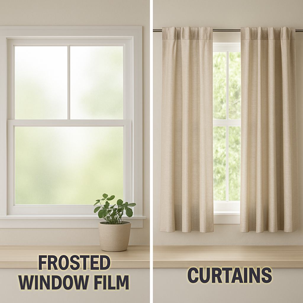 Comparison between frosted window film and curtains