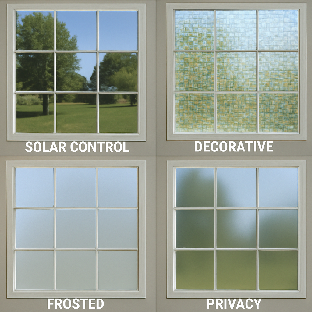 Different types of window films displayed