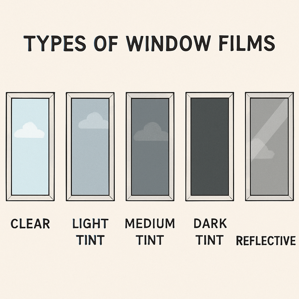 Types of window films with various tints