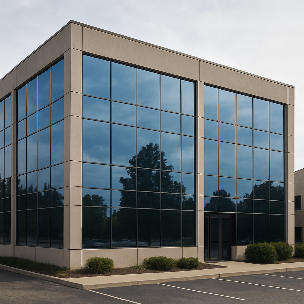 Commercial building with solar window tint